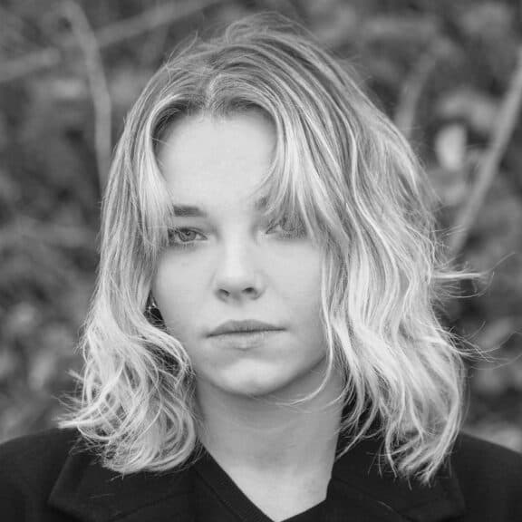 Black and white photo of presenter sophia gillett